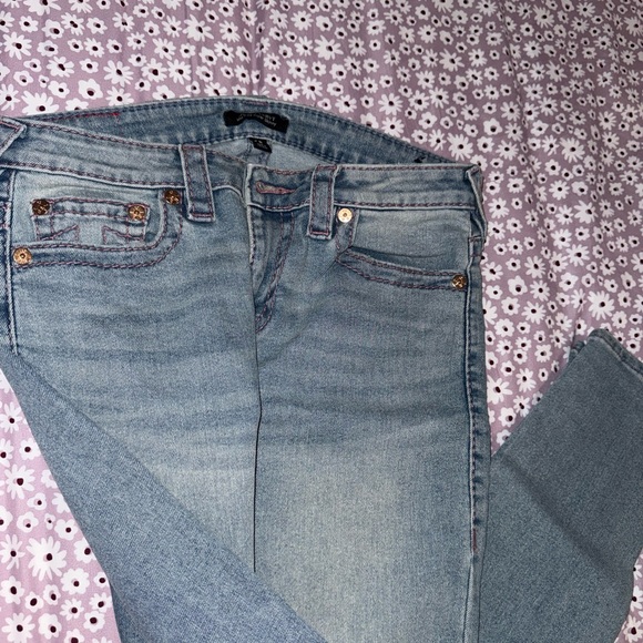 True Religion Women's Light Blue Mid Rise Super Skinny Jeans - Picture 3 of 5